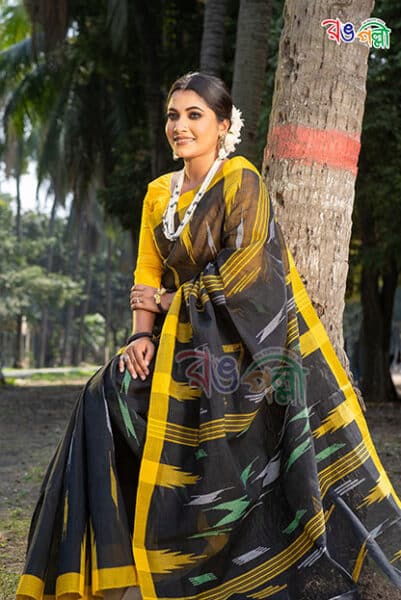 Black and Yellow Color Monipuri Saree