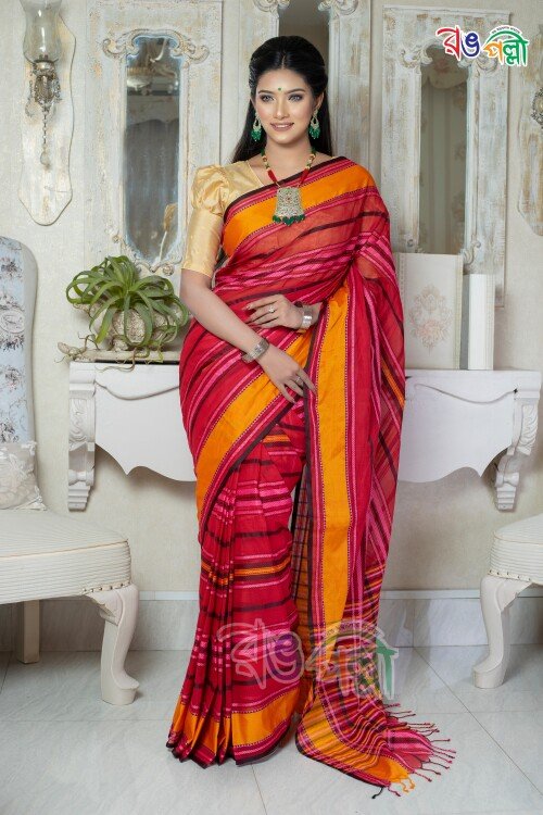 Buy Saree Mall Blazing Red Linen Blend Saree - Sarees for Women 14192560 |  Myntra