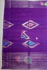 Violet Color Body With Blue, Silver, Copper And Copper Lace Dhakai Jamdani Saree With Blouse Piece