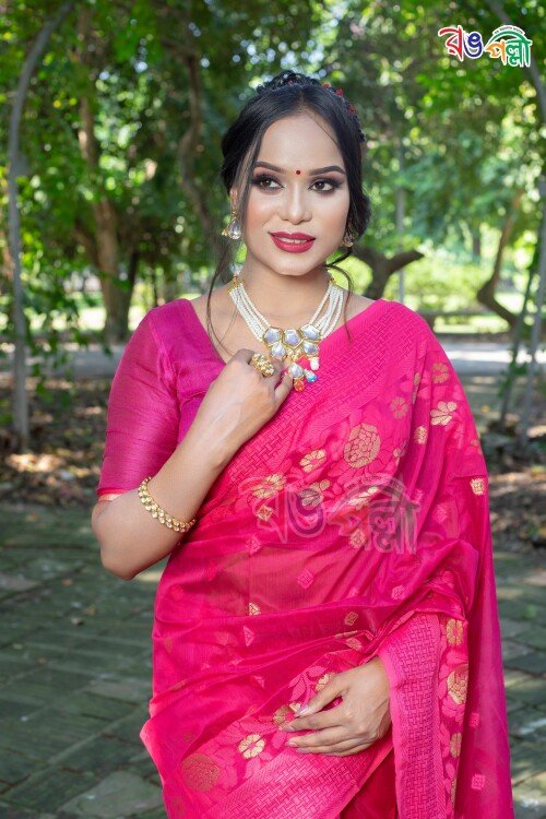 Royal Reddish Pink Kanjeevaram Saree With Golden Green Pallu – Ishita  Collection