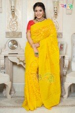 New Raw Yellow Color Half Silk Jamdani Motif Saree