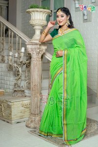 New Halfsilk Parrot with Multi Color Work Love Paar Saree With Blouse Piece