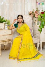 New Halfsilk Yellow with Multi Color Work Love Paar Saree With Blouse Piece