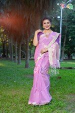 Purple with Golden Color New Halfsilk Saree with Running Blouse Piece