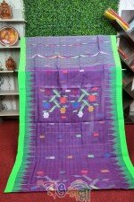 Deep Lavender Color Body With Parrot Green Paar Monipuri Saree With Running Blouse Piece