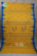 Yellow Body With Blue Paar Monipuri Saree With Running Blouse Piece