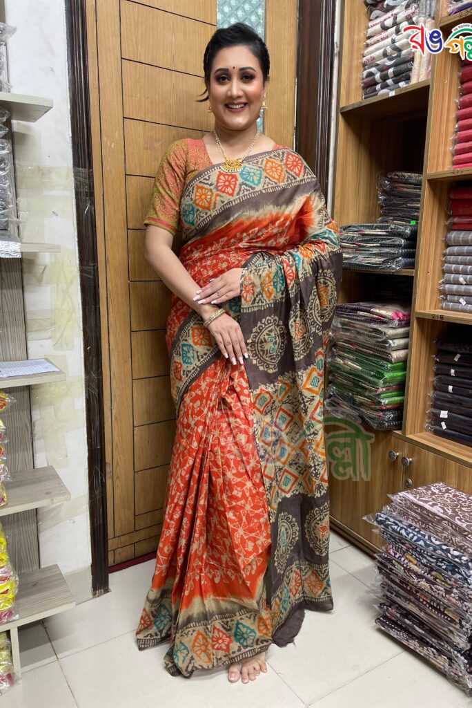 Cotton batik saree